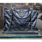  Handbag Chanel V Stich 2Way Navy Shopping Tote 125035021