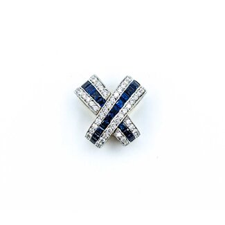 Pendant Crossover Slide 1.69ctw Round Diamonds 2.07ctw Sapphires 18ktt 20.5x20.5mm 10.57g 225030052