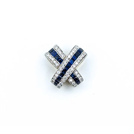 Pendant Crossover Slide 1.69ctw Round Diamonds 2.07ctw Sapphires 18ktt 20.5x20.5mm 10.57g 225030052