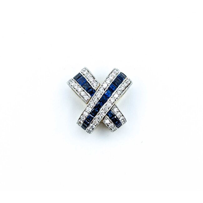 Pendant Crossover Slide 1.69ctw Round Diamonds 2.07ctw Sapphires 18ktt 20.5x20.5mm 10.57g 225030052