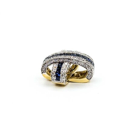 Pendant Crossover Slide 1.69ctw Round Diamonds 2.07ctw Sapphires 18ktt 20.5x20.5mm 10.57g 225030052