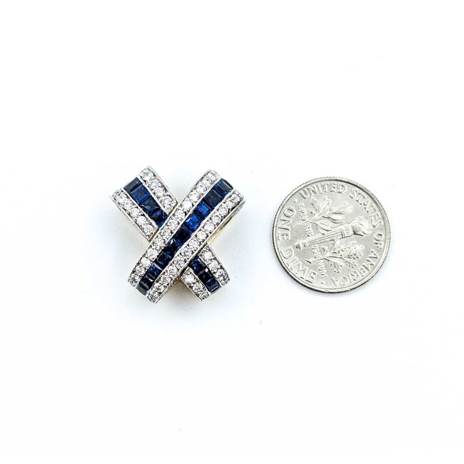 Pendant Crossover Slide 1.69ctw Round Diamonds 2.07ctw Sapphires 18ktt 20.5x20.5mm 10.57g 225030052