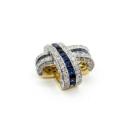 Pendant Crossover Slide 1.69ctw Round Diamonds 2.07ctw Sapphires 18ktt 20.5x20.5mm 10.57g 225030052