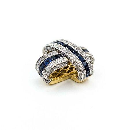 Pendant Crossover Slide 1.69ctw Round Diamonds 2.07ctw Sapphires 18ktt 20.5x20.5mm 10.57g 225030052