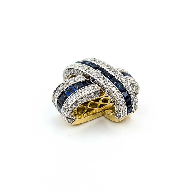 Pendant Crossover Slide 1.69ctw Round Diamonds 2.07ctw Sapphires 18ktt 20.5x20.5mm 10.57g 225030052