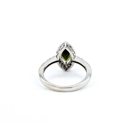 Ring Halo .25ctw Round Diamonds 1.05ct Green Tourmaline 14kw Sz7 3.84g 225030046