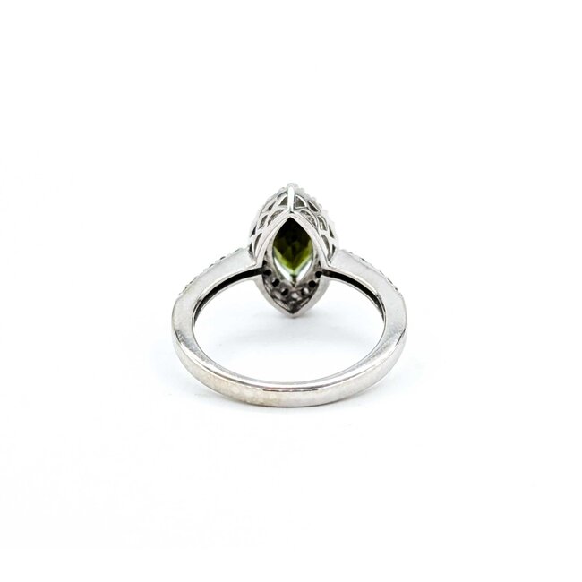 Ring Halo .25ctw Round Diamonds 1.05ct Green Tourmaline 14kw Sz7 3.84g 225030046