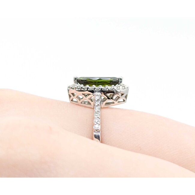 Ring Halo .25ctw Round Diamonds 1.05ct Green Tourmaline 14kw Sz7 3.84g 225030046
