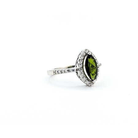 Ring Halo .25ctw Round Diamonds 1.05ct Green Tourmaline 14kw Sz7 3.84g 225030046