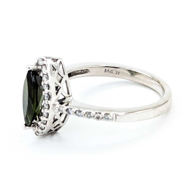 Ring Halo .25ctw Round Diamonds 1.05ct Green Tourmaline 14kw Sz7 3.84g 225030046