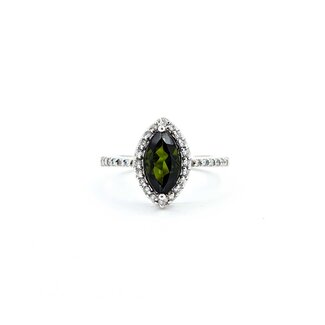 Ring Halo .25ctw Round Diamonds 1.05ct Green Tourmaline 14kw Sz7 3.84g 225030046