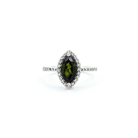 Ring Halo .25ctw Round Diamonds 1.05ct Green Tourmaline 14kw Sz7 3.84g 225030046
