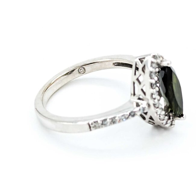 Ring Halo .25ctw Round Diamonds 1.05ct Green Tourmaline 14kw Sz7 3.84g 225030046