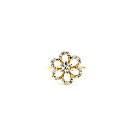 Ring Effy Floral .24ctw Round Diamonds 14ky Sz6.5 3.15g 225030047