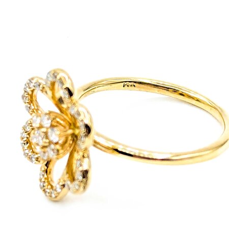 Ring Effy Floral .24ctw Round Diamonds 14ky Sz6.5 3.15g 225030047
