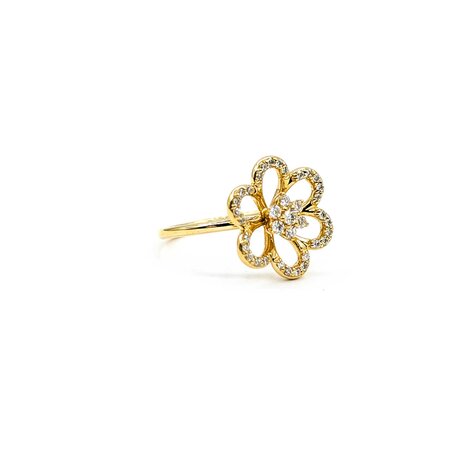 Ring Effy Floral .24ctw Round Diamonds 14ky Sz6.5 3.15g 225030047