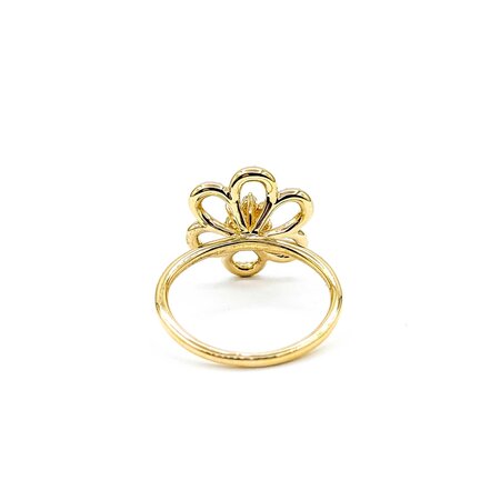 Ring Effy Floral .24ctw Round Diamonds 14ky Sz6.5 3.15g 225030047
