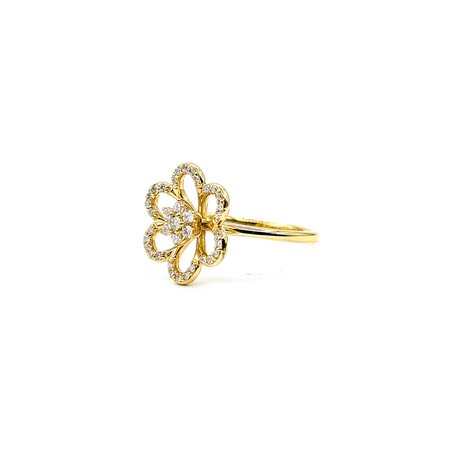 Ring Effy Floral .24ctw Round Diamonds 14ky Sz6.5 3.15g 225030047