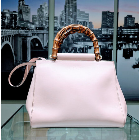 Handbag Gucci Nymphaea Bamboo & Pearl Pink Calfskin Leather 125035062