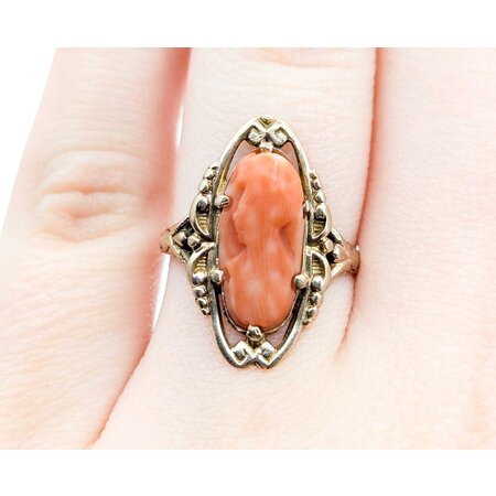 Ring Cameo Coral 10ky Sz6 2.46g 225020015