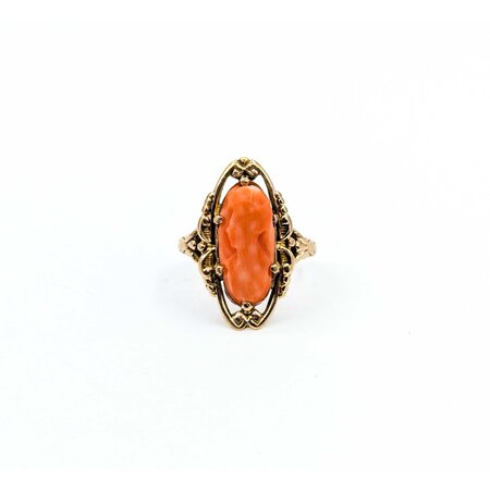 Ring Cameo Coral 10ky Sz6 2.46g 225020015