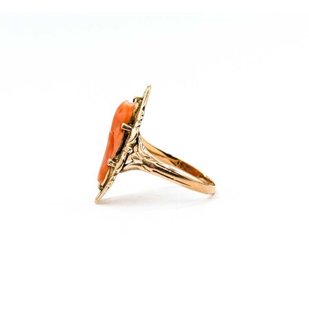 Ring Cameo Coral 10ky Sz6 2.46g 225020015