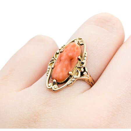 Ring Cameo Coral 10ky Sz6 2.46g 225020015