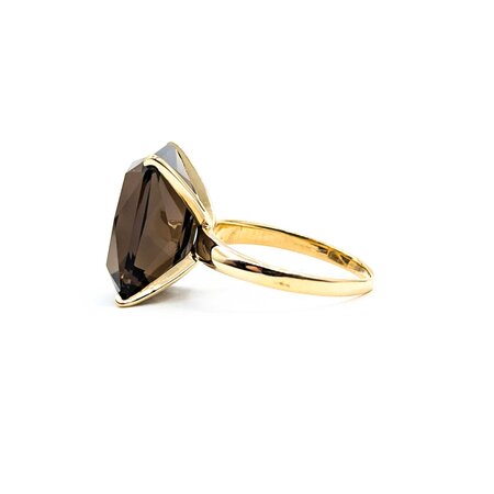 Ring Solitaire 12.0ct Smokey Quartz 14ky Sz7.5 5.26g 225030051