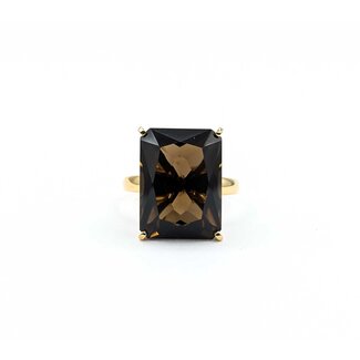 Ring Solitaire 12.0ct Smokey Quartz 14ky Sz7.5 5.26g 225030051