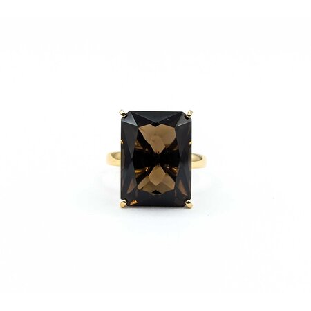 Ring Solitaire 12.0ct Smokey Quartz 14ky Sz7.5 5.26g 225030051