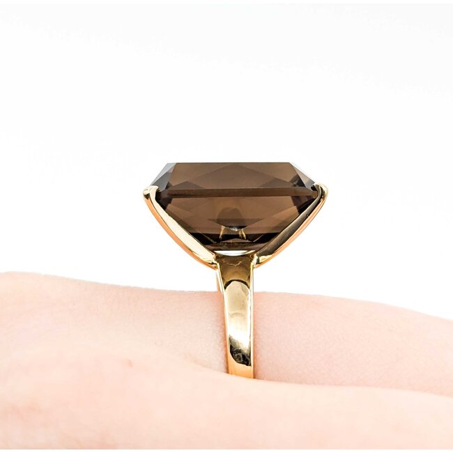 Ring Solitaire 12.0ct Smokey Quartz 14ky Sz7.5 5.26g 225030051