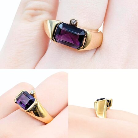 Ring .02ct Round Diamond 2.70ct Amethyst 14ky Sz6 9.71g 225030049