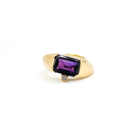 Ring .02ct Round Diamond 2.70ct Amethyst 14ky Sz6 9.71g 225030049