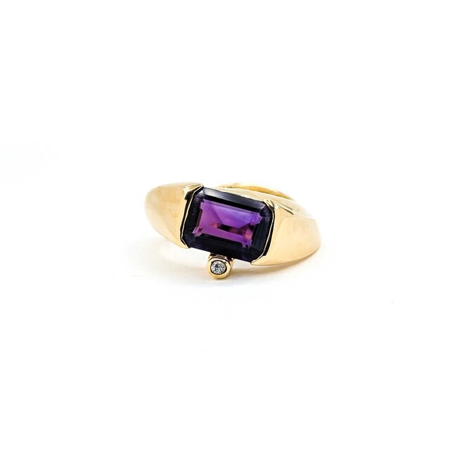 Ring .02ct Round Diamond 2.70ct Amethyst 14ky Sz6 9.71g 225030049