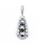  Pendant Enhancer Bail 2.10ctw Round Diamonds 8.5-9.2mm Tahitian Pearls 14kw 51x18mm 12.49g 225030081