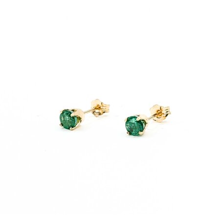 Earrings Stud .45ctw Emeralds 14ky 4mm .59g 225030093