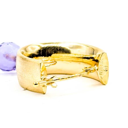 Earrings Basket Lever 6x6mm Briolette Amethyst 14ky .55x.25" 2.6g 125030016