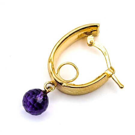 Earrings Basket Lever 6x6mm Briolette Amethyst 14ky .55x.25" 2.6g 125030016