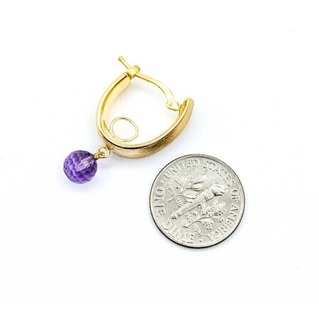Earrings Basket Lever 6x6mm Briolette Amethyst 14ky .55x.25" 2.6g 125030016