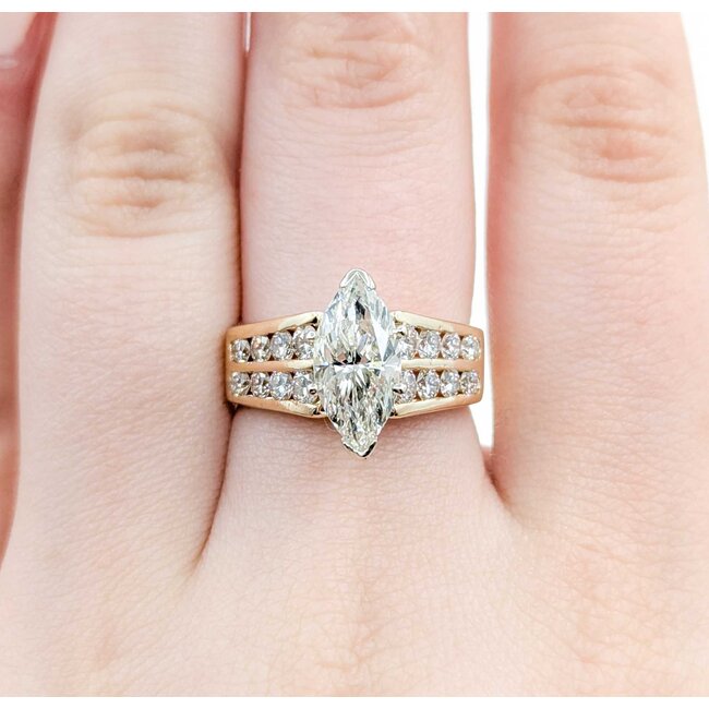 Ring Channel Set 2.02ct Marquise Diamond 1.00ctw Diamonds 14ky Sz7 7.22g 225030063