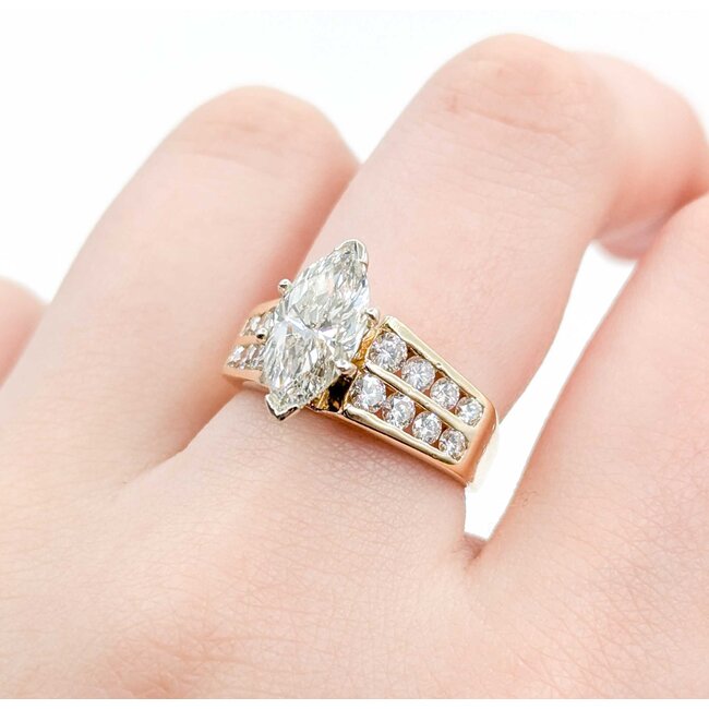 Ring Channel Set 2.02ct Marquise Diamond 1.00ctw Diamonds 14ky Sz7 7.22g 225030063