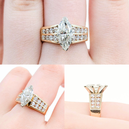 Ring Channel Set 2.02ct Marquise Diamond 1.00ctw Diamonds 14ky Sz7 7.22g 225030063
