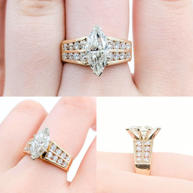 Ring Channel Set 2.02ct Marquise Diamond 1.00ctw Diamonds 14ky Sz7 7.22g 225030063