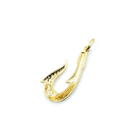 Pendant Fish Hook .20ctw Round Diamonds 18ky 1x.5" 2.48g 125030027