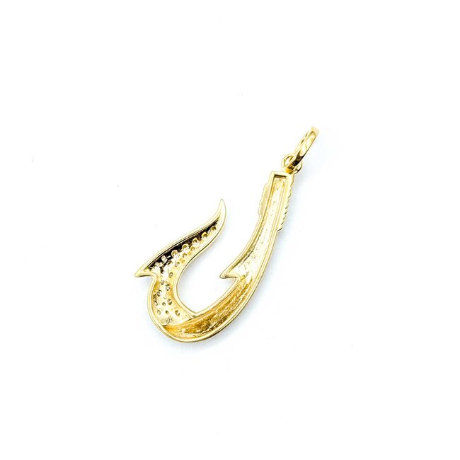 Pendant Fish Hook .20ctw Round Diamonds 18ky 1x.5" 2.48g 125030027