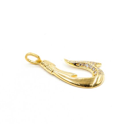 Pendant Fish Hook .20ctw Round Diamonds 18ky 1x.5" 2.48g 125030027