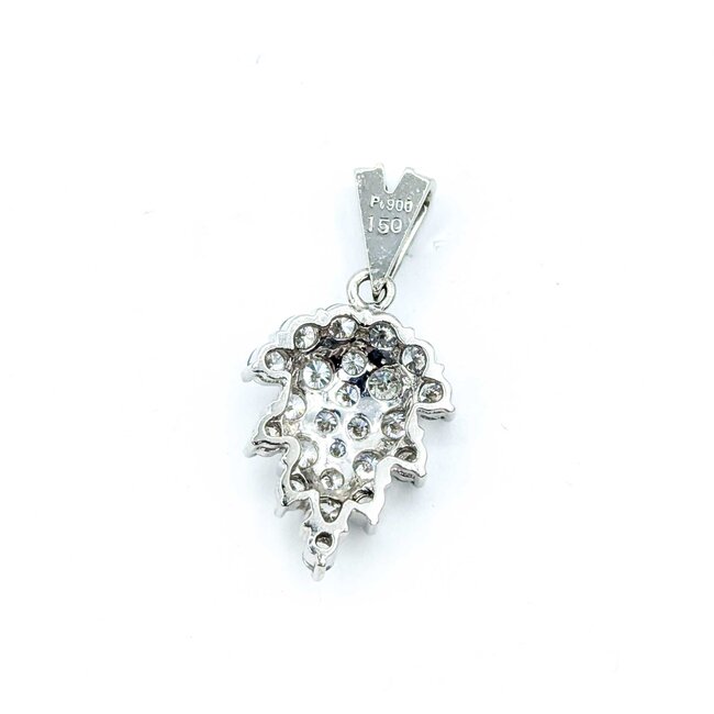 Pendant Tear Drop Leaf 1.50ctw Round Diamonds 900pt 1.12x.55" 5.53g 125030025