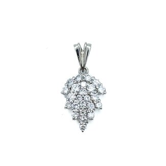 Pendant Tear Drop Leaf 1.50ctw Round Diamonds 900pt 1.12x.55" 5.53g 125030025