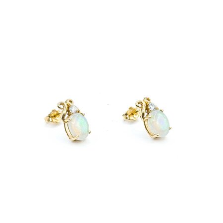 Earrings .10ctw Round Diamonds 1.70ctw Australian Opal 14ky 12x6mm 2.24g 225030061