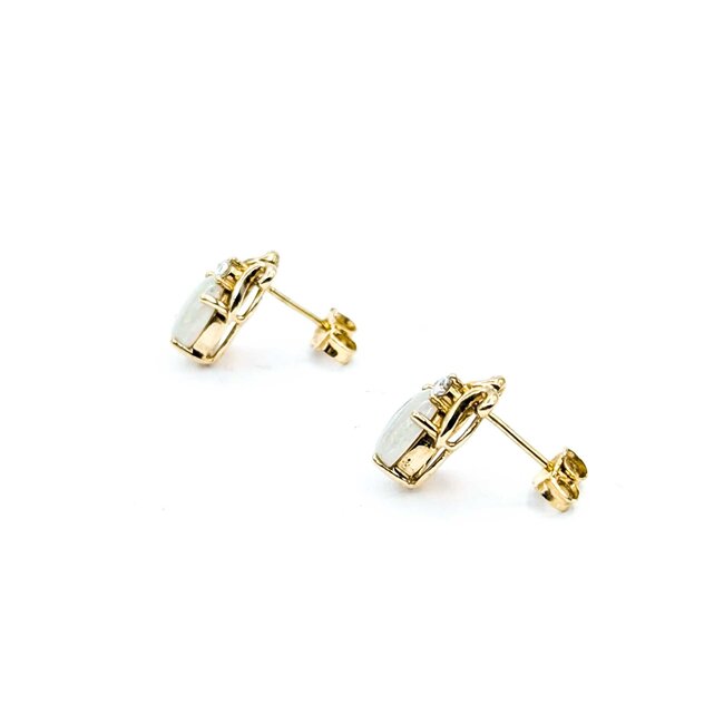 Earrings .10ctw Round Diamonds 1.70ctw Australian Opal 14ky 12x6mm 2.24g 225030061
